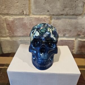 Enigmatic Blue Skull Sculpture